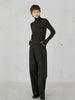 high waist straight twill pants