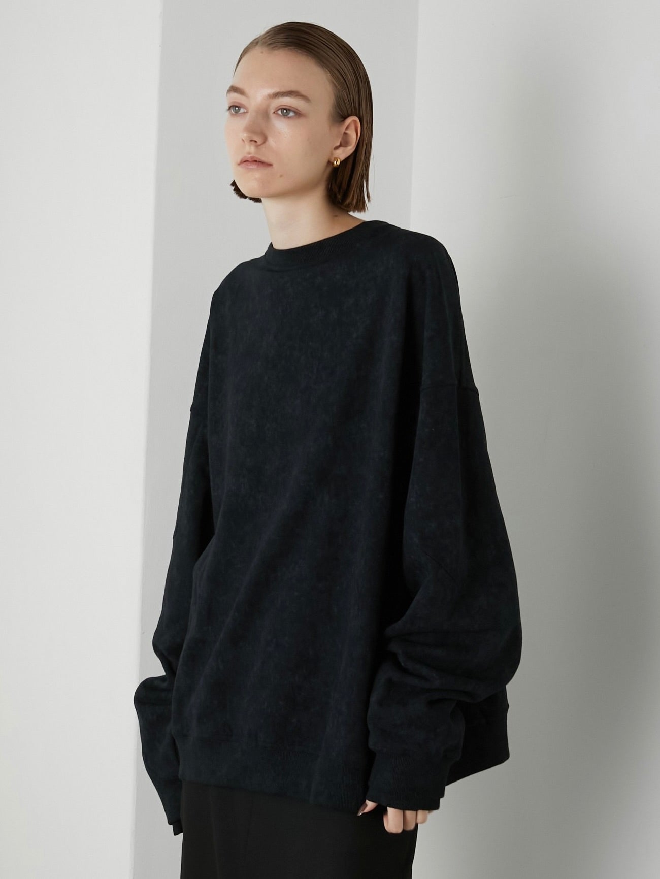 la peau de gem】shaggy middle coat black