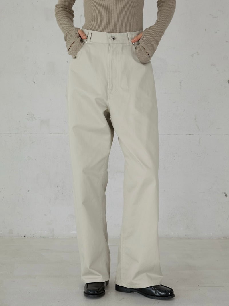 high waist straight twill pants