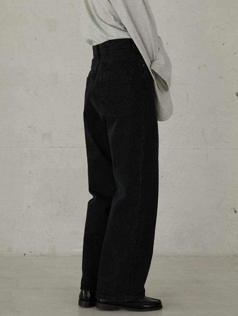 high waist straight denim pants