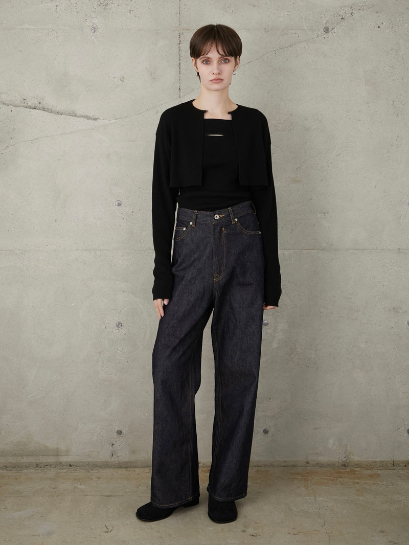 [予約]high waist straight denim pants