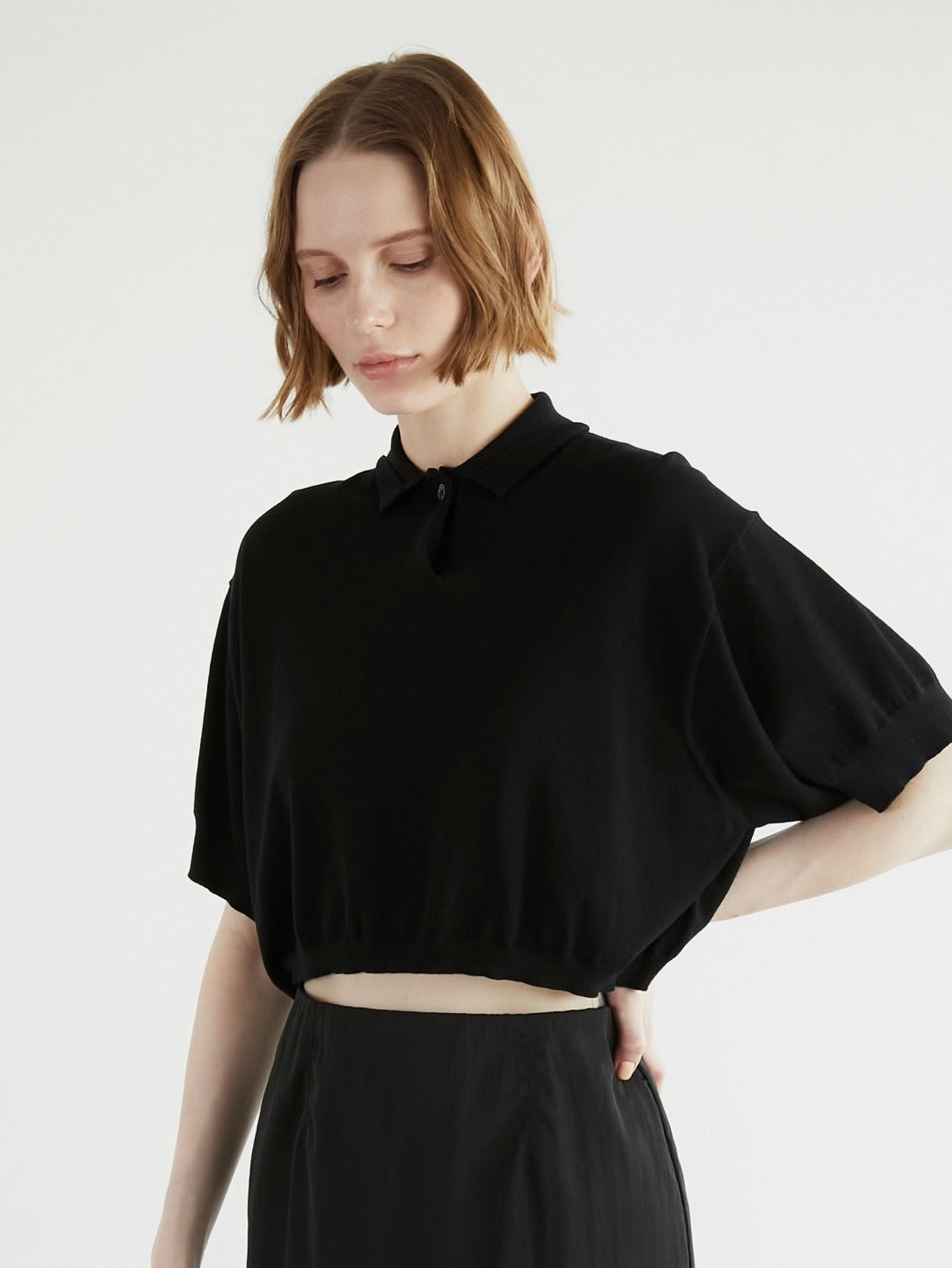 【LA PEAU DE GEM】halfsleeve polo knit SALE]halfsleeve polo knit – LA PEAU DE GEM