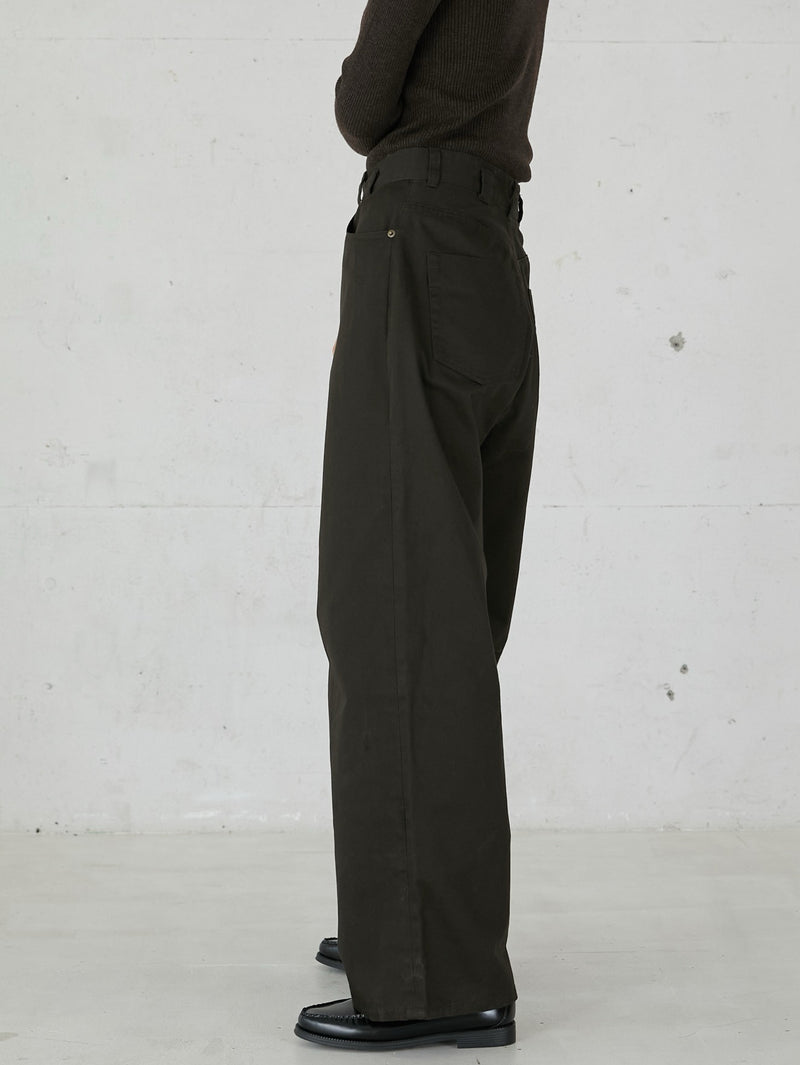 high waist straight twill pants
