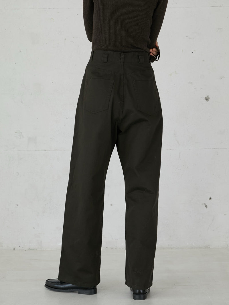 high waist straight twill pants