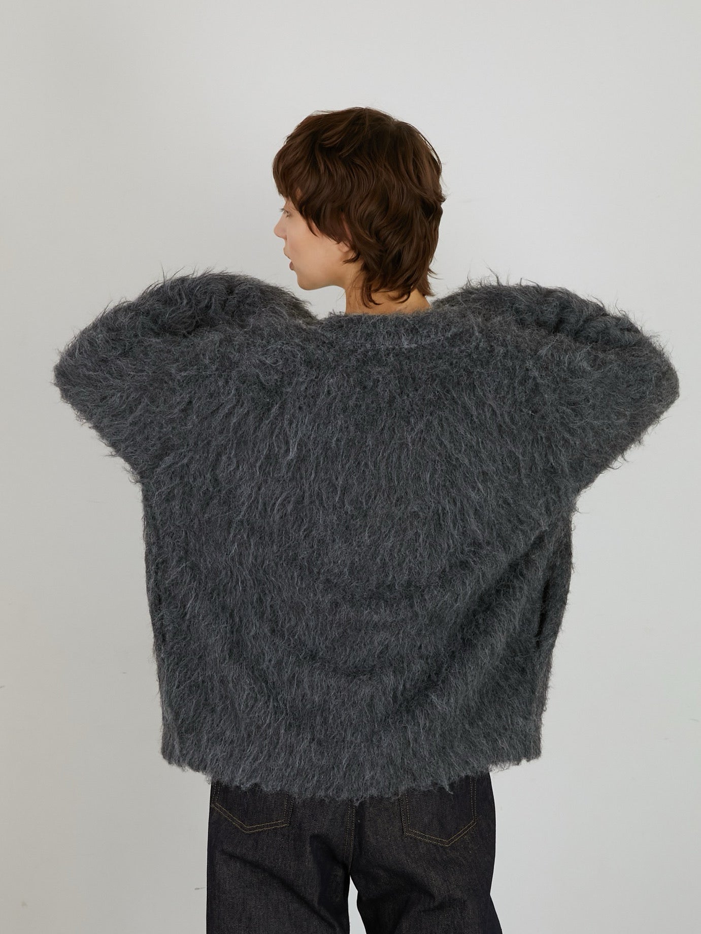 ジャケット・アウター la peau de gem shaggy middle coat black la peau de gem shaggy middle coat la peau de gem shaggy middle