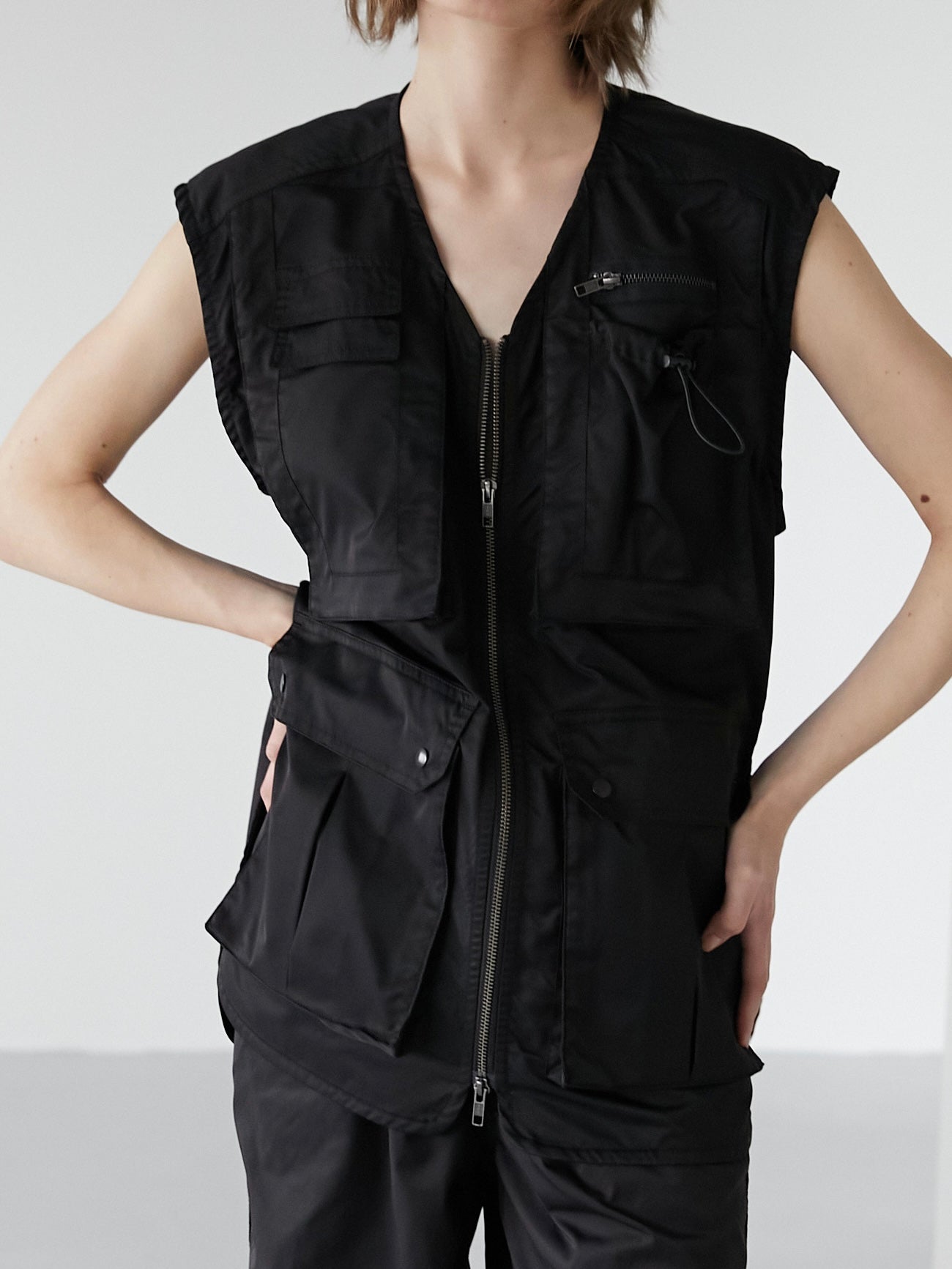 fisher pocket vest / nylon black – LA PEAU DE GEM