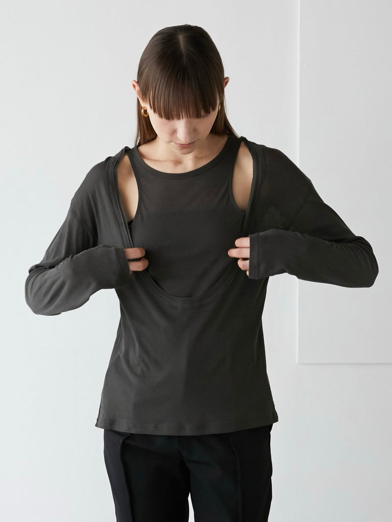 layered sheer long sleeve tee