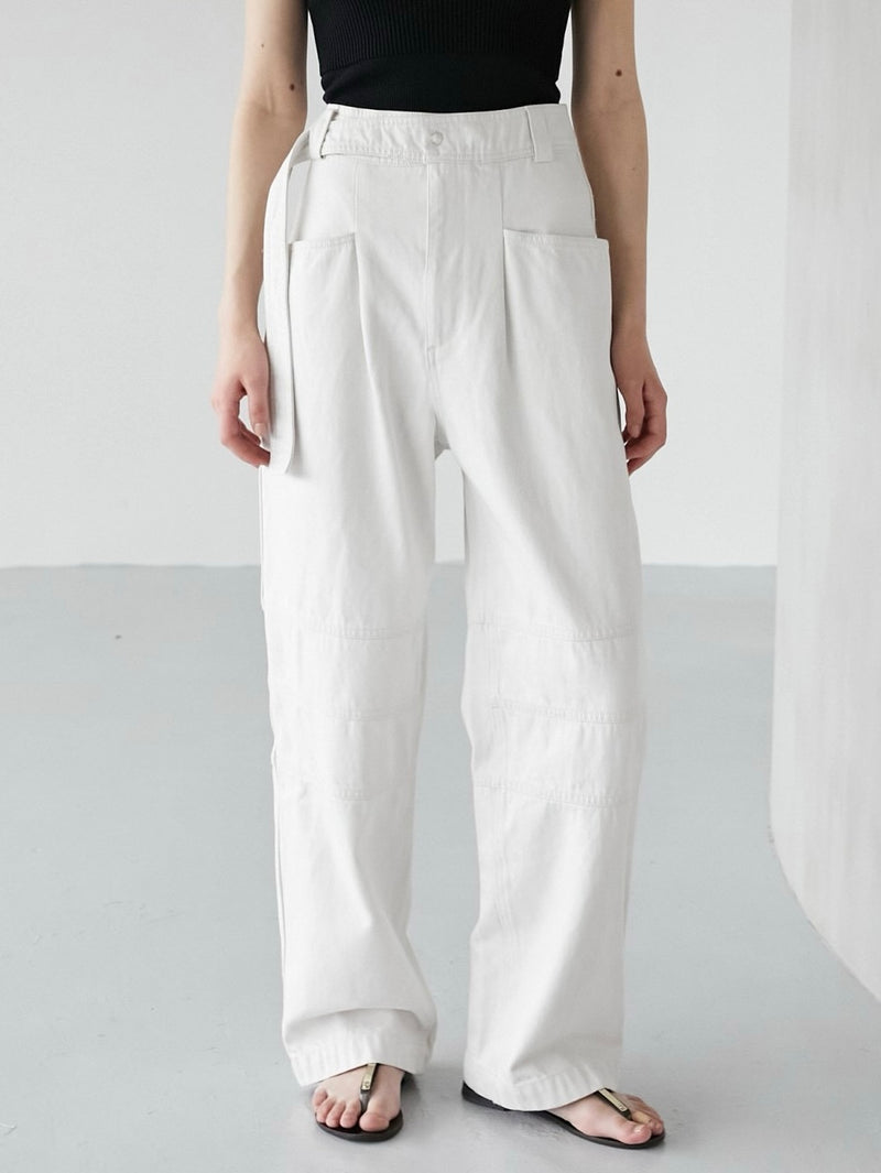 tapered work pants / denim white