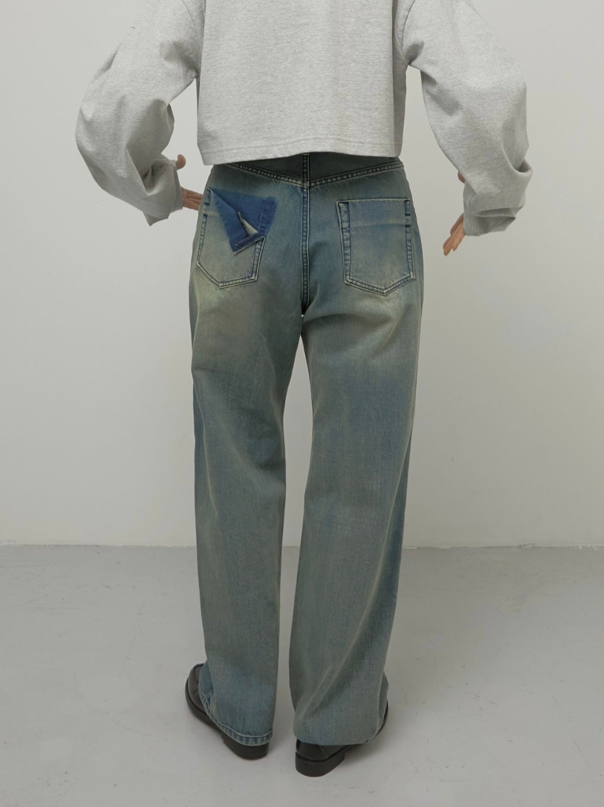 high waist straight denim pants sand beige – LA PEAU DE GEM