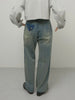 high waist straight denim pants sand beige
