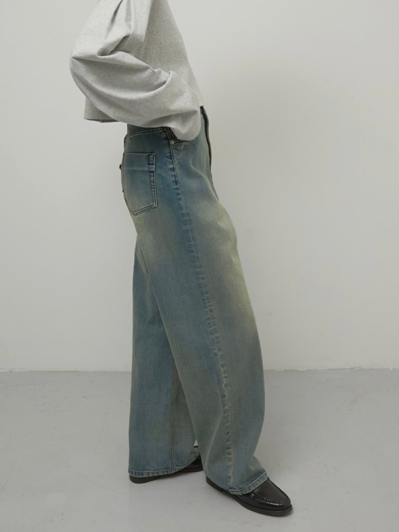 high waist straight denim pants sand beige – LA PEAU DE GEM
