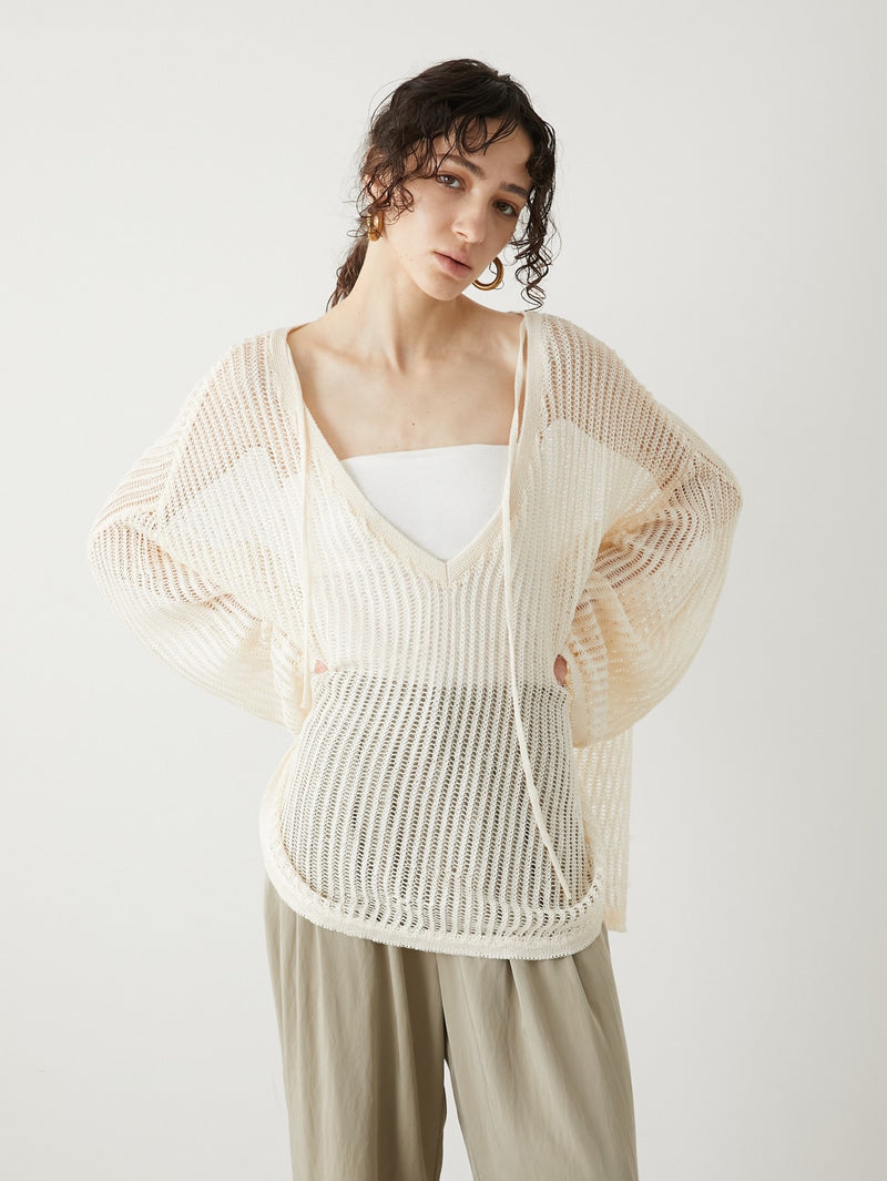 stripe mesh 2way knit