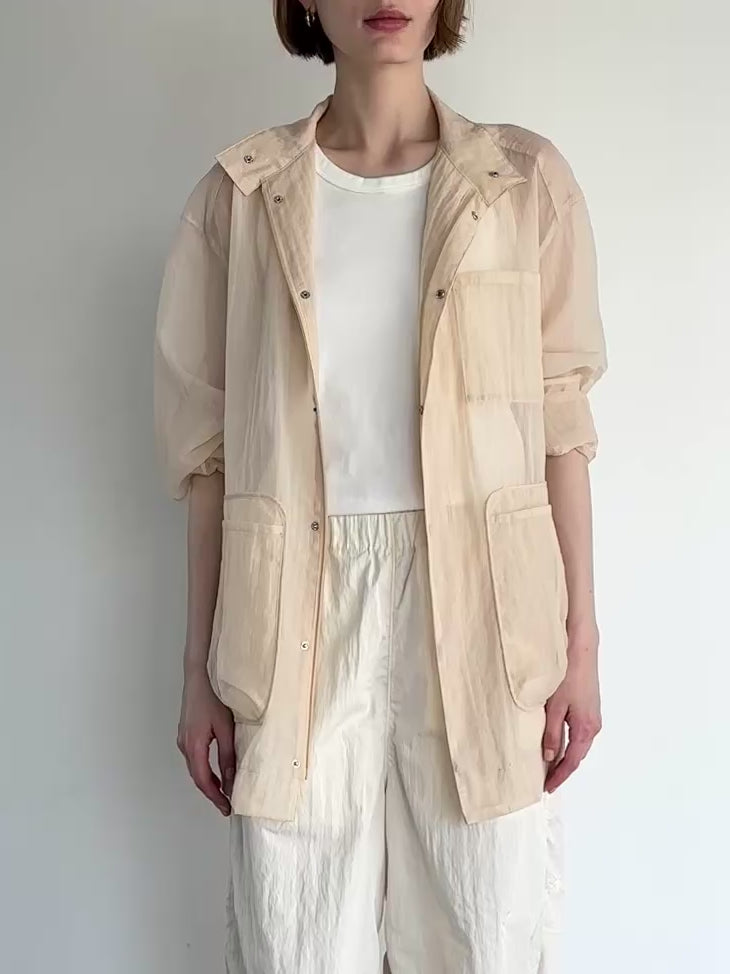 新品未使用　LA PEAU DE GEM テックシアーブルゾン セール】【LA PEAU DE GEM】teck sheer blouson/テックシアー