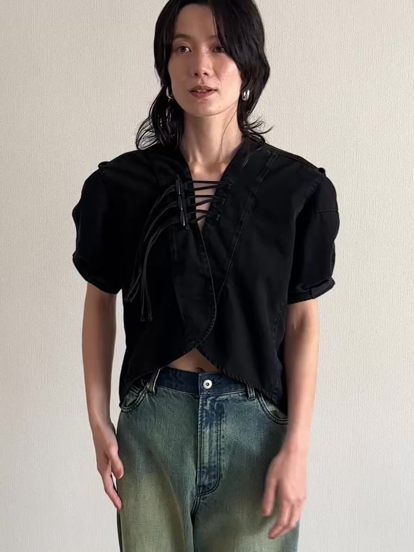 LA PEAU DE GEM toggle blouse ブラック　タグ付き toggle blouse – LA PEAU DE GEM
