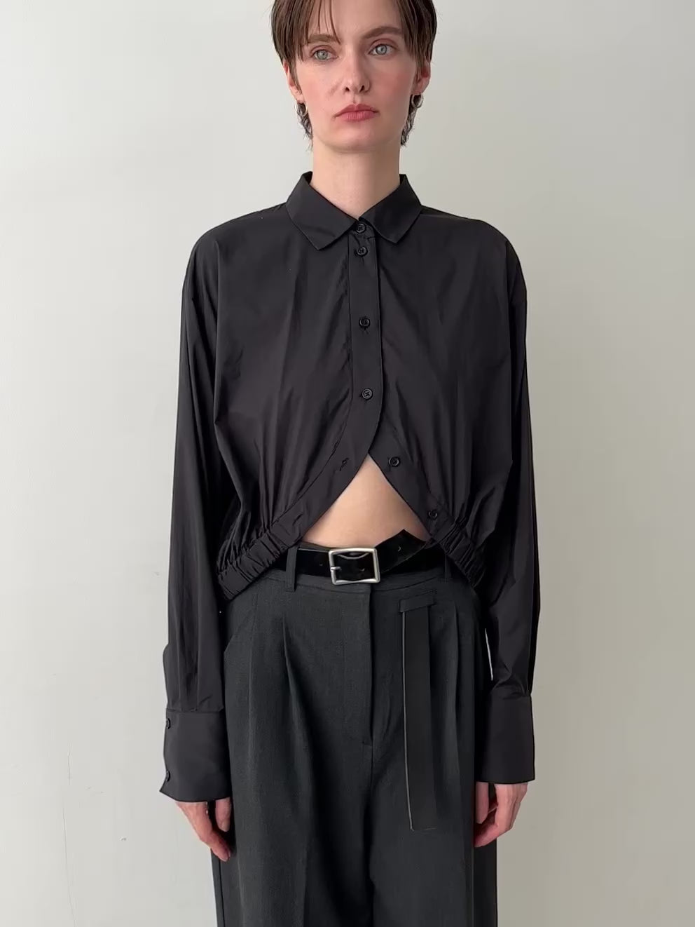 ブラウス シャツ 「LA PEAU DE GEM」softteck gather shirt/ソフトテックギャザーシャツ レディース la peau de gem ブラウス シャツ 「LA PEAU DE GEM」softteck