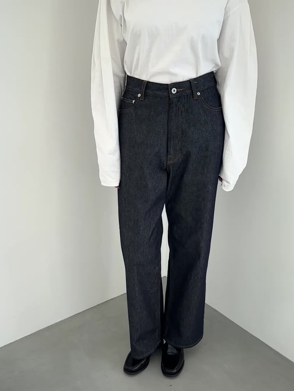high waist straight denim pants – LA PEAU DE GEM