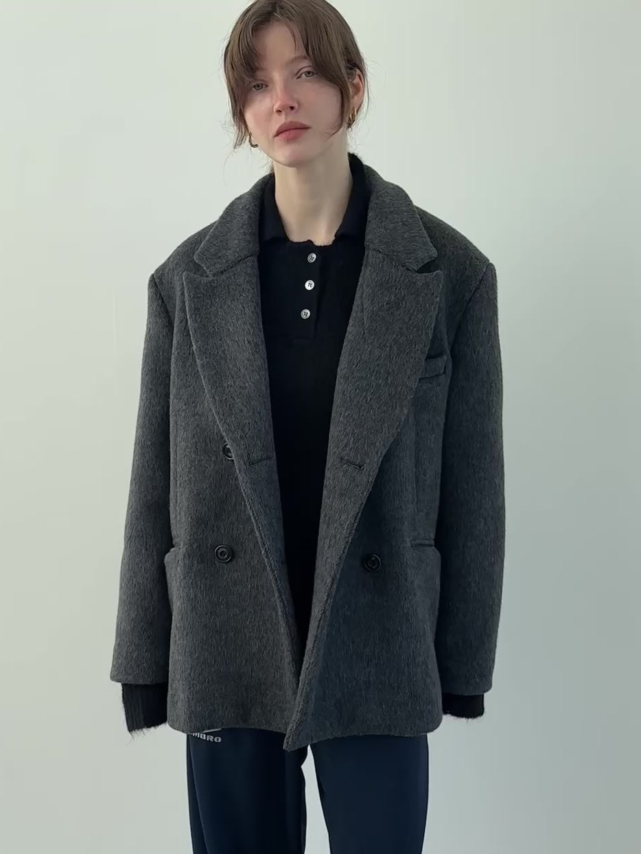 ジャケット・アウター la peau de gem shaggy middle coat black melton jacket outer – LA PEAU DE GEM