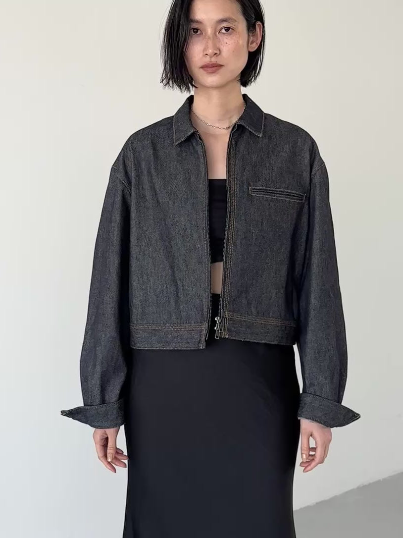 LA PEAU DE GEM 春アウター　ロープインブルゾン アイボリー box denim blouson – LA PEAU DE GEM