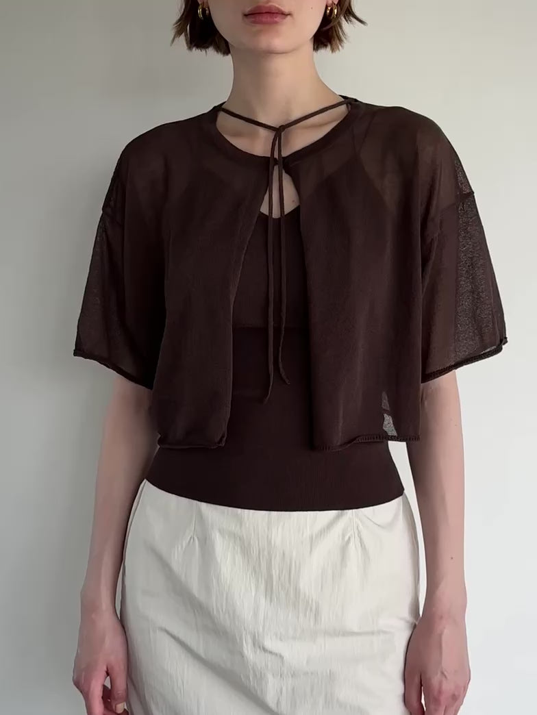 sheer short cardigan – LA PEAU DE GEM